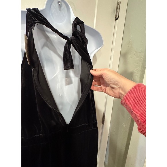 Black Velvet Halter Neck Wide Leg Jumpsuit Women's A New Day brand - Picture 11 of 11